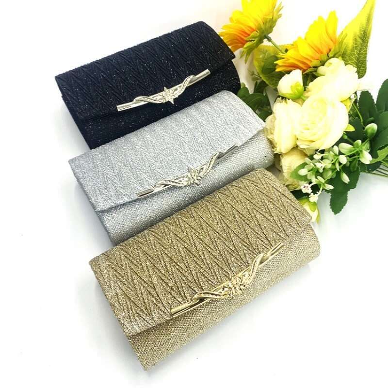 Evening Glitter Wedding Clutch Fashion Ladies Shoulder Crossbody Bag Chain Sequins Decoration PU Material