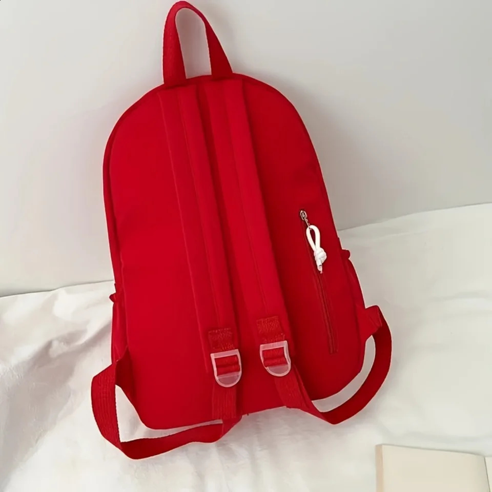 Ship from US Kawaii Plush Star Pattern Backpack Preppy Minimalist Zipper Daily School Bag Lightweight Large Capacity Daypack 250304FBB