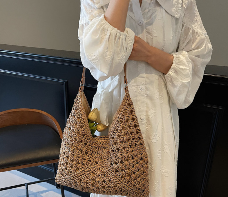 Large Capacity for Women New Summer Seaside Vacation Straw Woven Versatile Commuter Single Shoulder Tote Bag #swissmilitary