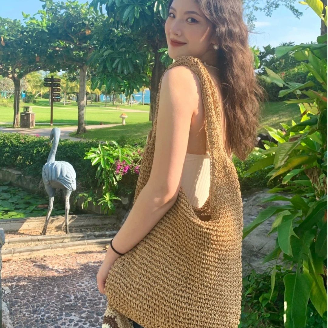 Grass bag for women in 2025 new summer beach vacation single shoulder forest series handmade woven bag, large capacity #swissmilitary