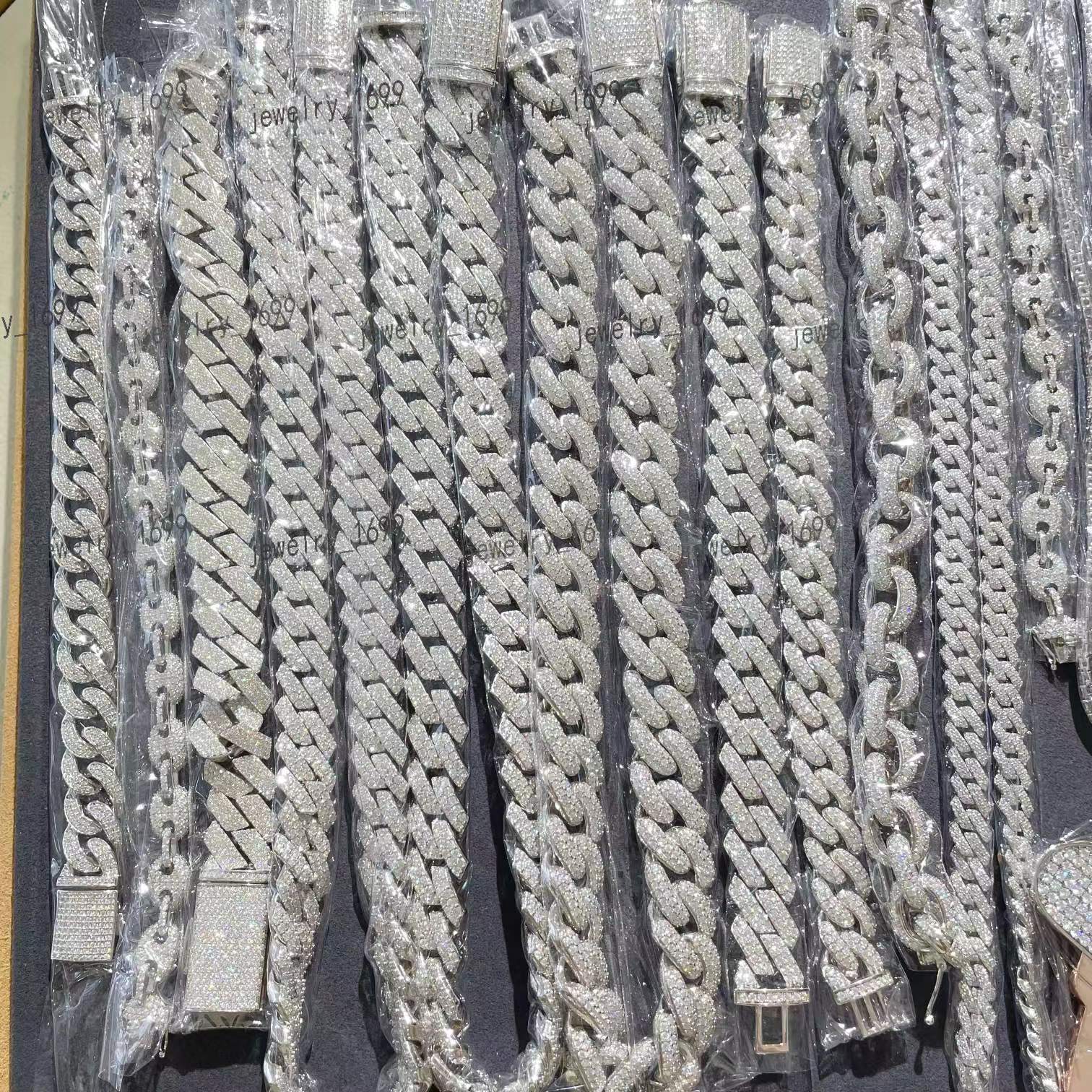 Customized 5mm 6mm 8mm 12mm 20mm 22mm Silver S925 Moissanite Diamond Hip Hop Iced Out Cuban Link