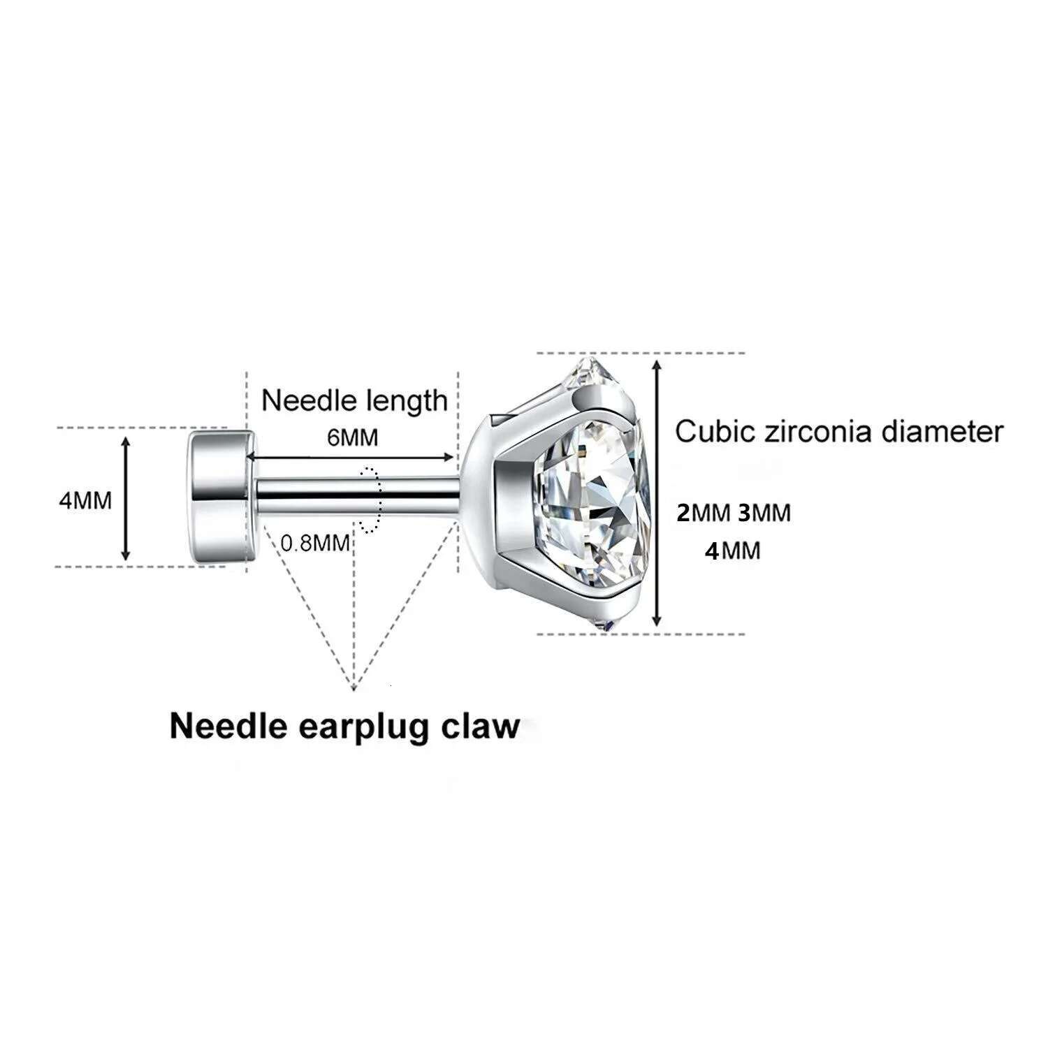 14K Gold Sier Plated Cubic Zirconia Flat Back Piercing Jewelry Stud Earrings for Women