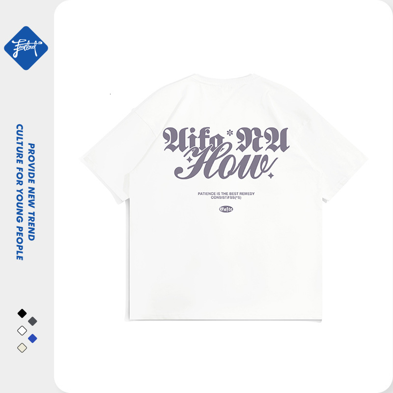 American Fashion Brand T-shirt Men's Short Sleeve Loose Oversize220g Street Hip Hop Couple Bottom Shirt