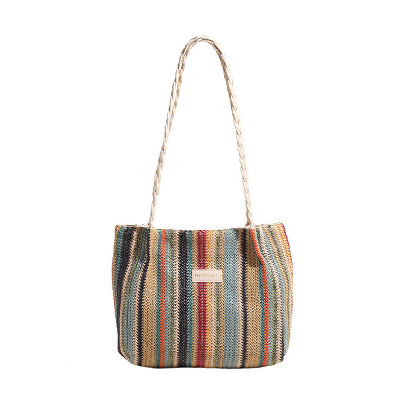 2025 New Classic Summer Beach Vacation Straw Woven Women's Fashion Commuter Shoulder Bag Large Capacity Handbag #swissmilitary