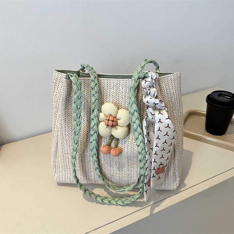 2023 Summer New Beach Vacation Tote Fashionable Casual Shoulder Women, Small and Simple Grass Woven Bag for Women #swissmilitary