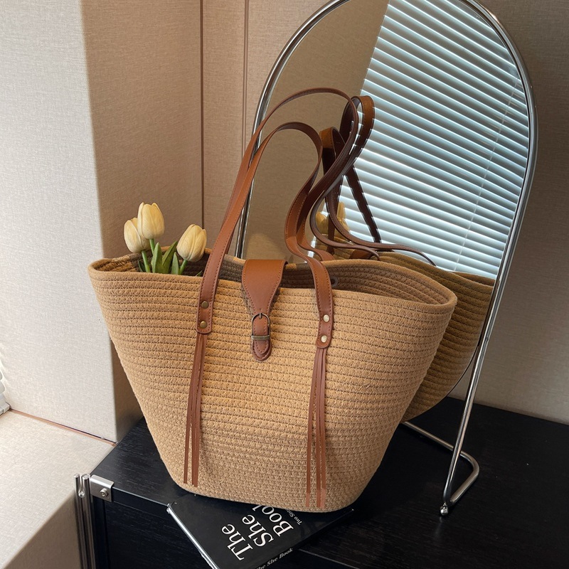 Straw for women 2025 new leisure vacation beach woven shoulder large capacity commuting tote bag #swissmilitary