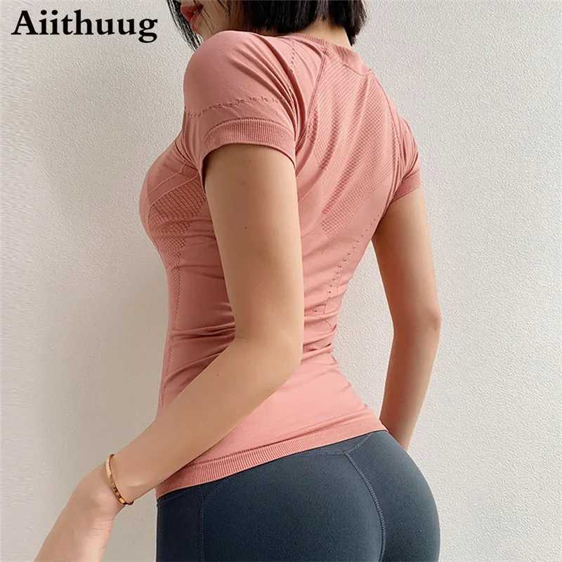 Aiithuug Womens Moisturizing Willow Shirt Dry Suitable for Yoga Shirt Short Sleeve Running Shirt Mesh Top Breathable Tank Top Activity WearXJ250228