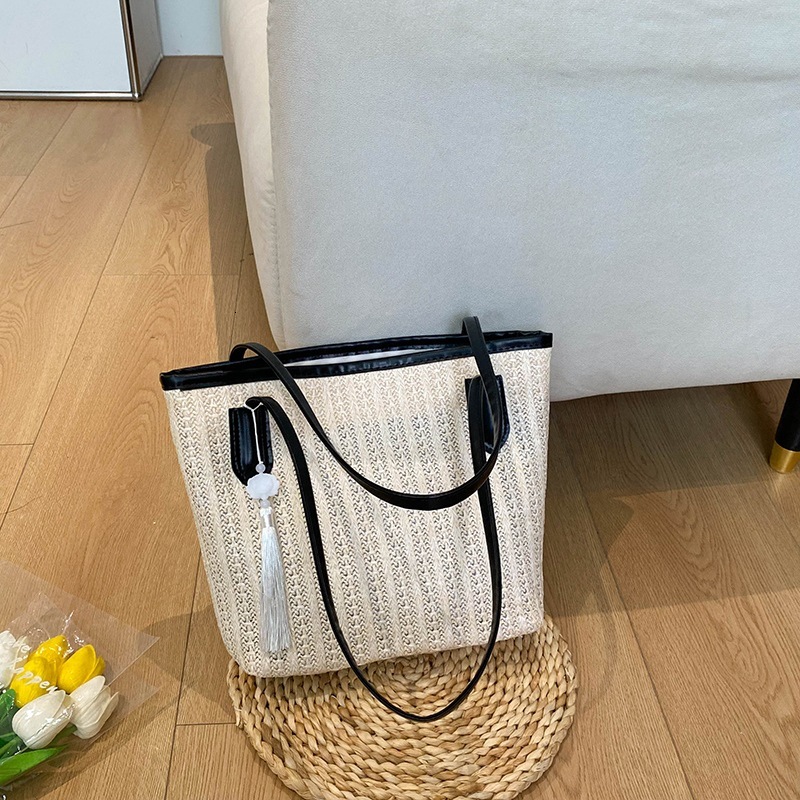 Summer leisure large capacity grass women's 2025 new versatile beach fashionable woven single shoulder tote bag #swissmilitary