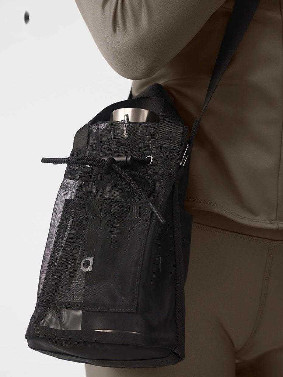 2025-- Unisex Crossbody Bucket Bag Black Casual Tote Portable Outdoor Shopping Transparent Storage Bag