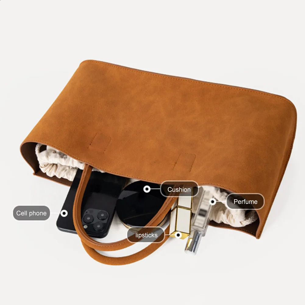 Ship from US Tote Bag for Women Large Capacity Handbag with Multi Pocket Suede Top Handle Solid Satchel Purse Shopping 250227FBB