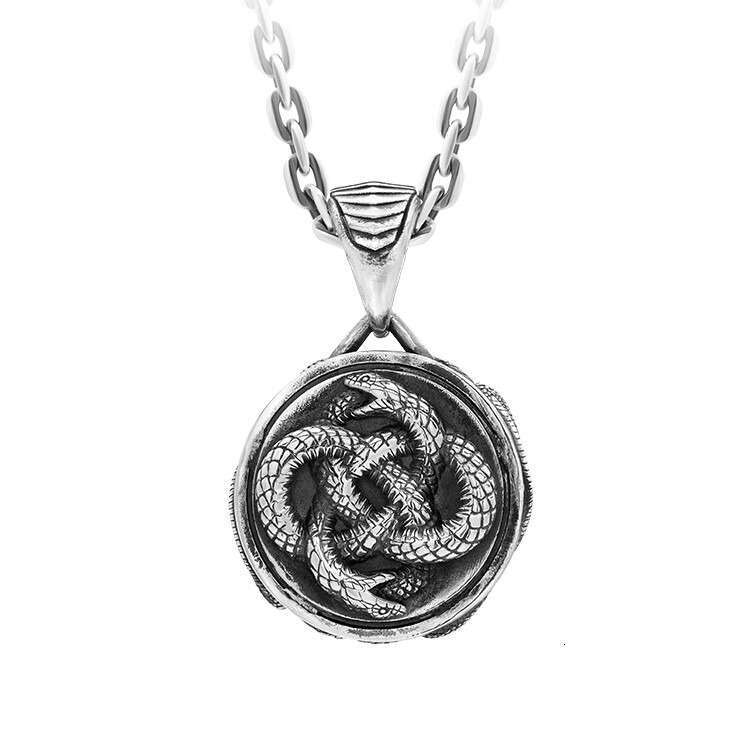 Endless Radiance Pendant Pure Sier Men's Made of Old Hip Hop Necklace with Amber Stone Inlay