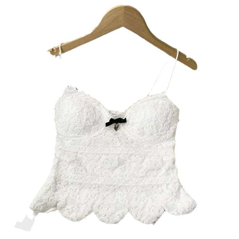 Pure desire, sexy bow, lace women's versatile and beautiful camisole, chest cushion, anti glare, strapless short top