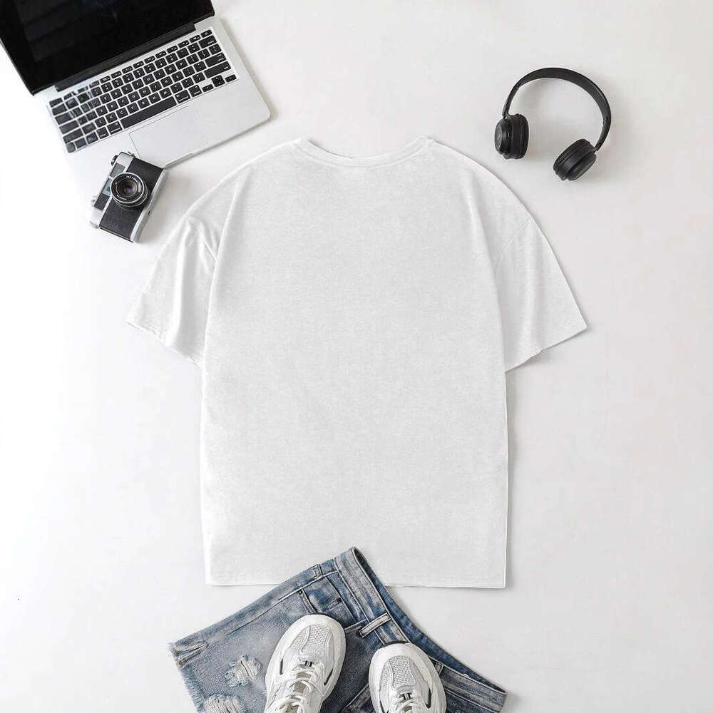 Casual minimalist Los Angeles gesture printed loose round neck short sleeved women's T-shirt suitable for autumn and summer