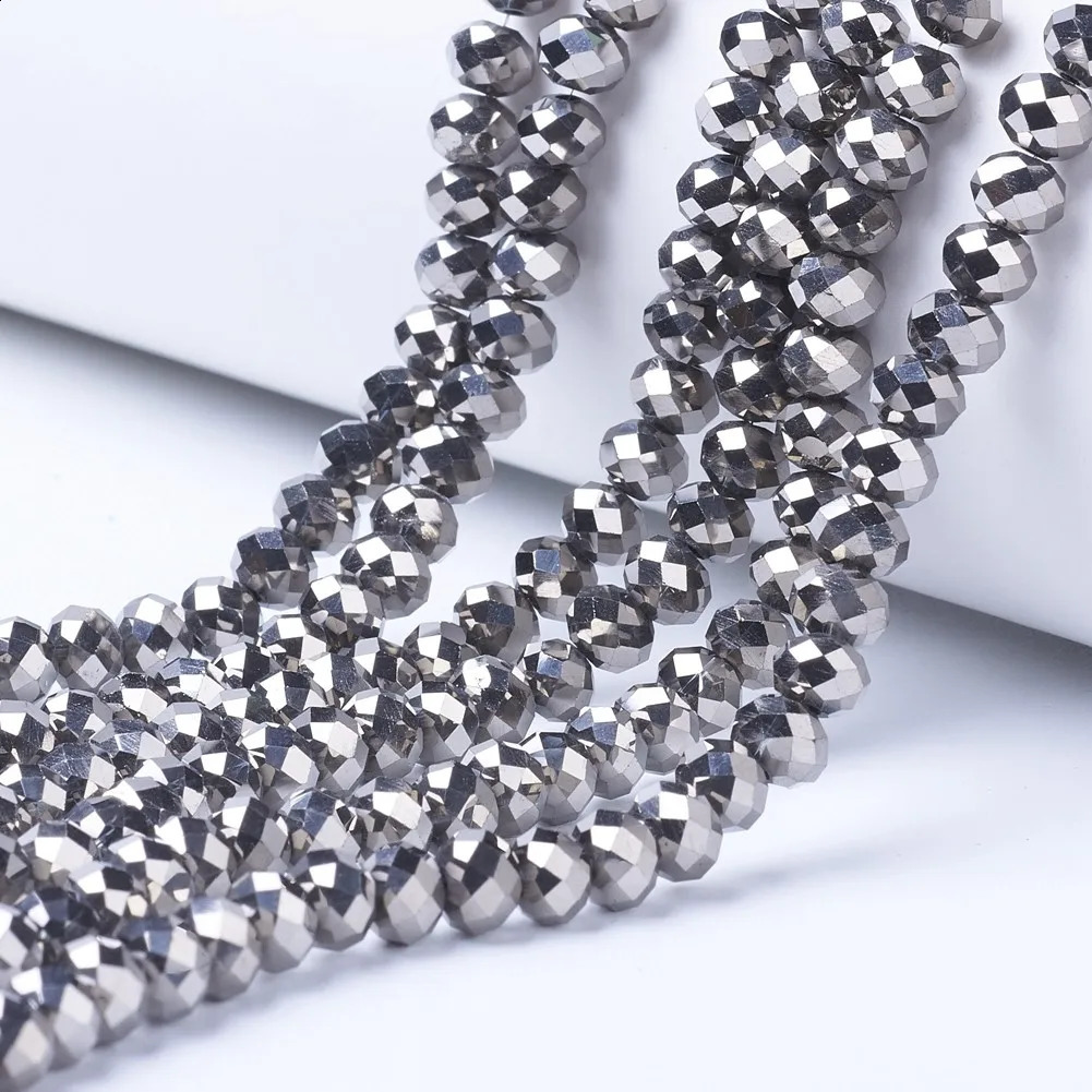 10 Strands 6mm Electroplate Transparent Glass Beads Strands Loose Beads for Diy Necklace Bracelet Jewelry Making Accessories 250221