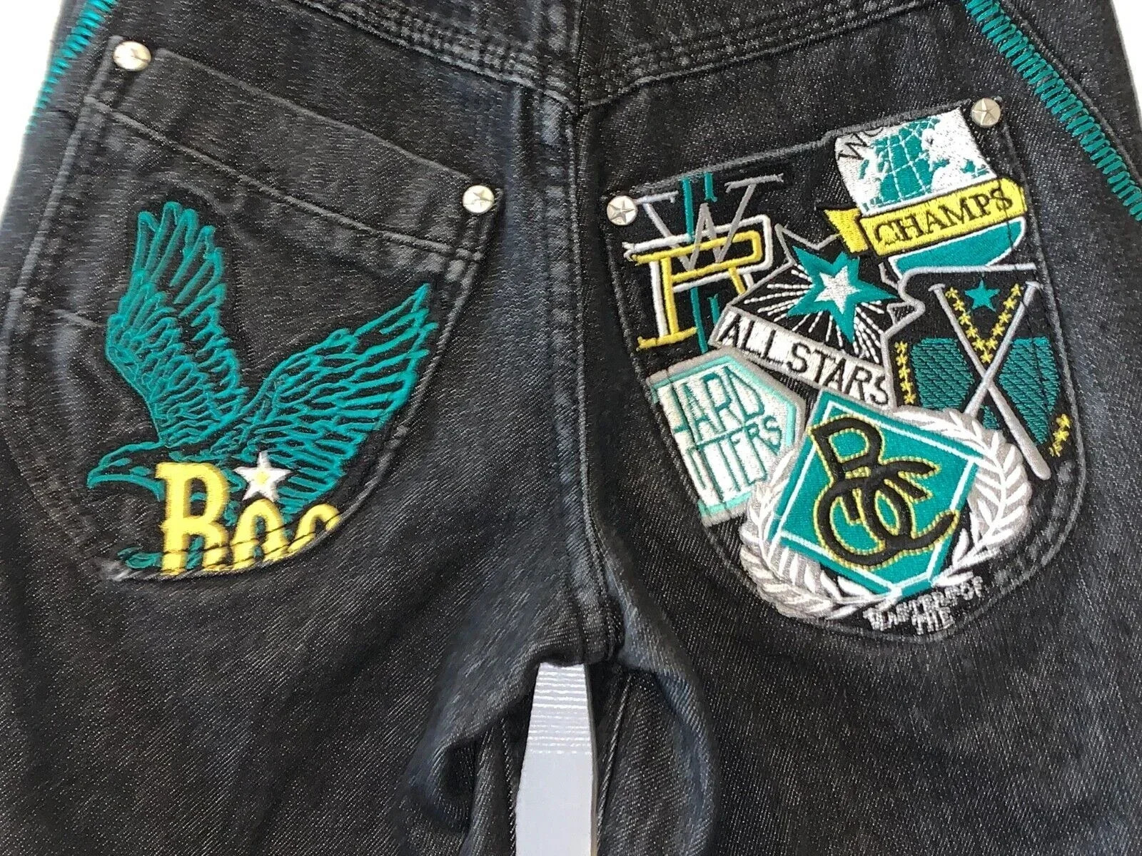 Y2K Street Style Heavy Industry n Jeans Flying Eagle Embroidery Pattern High Waist Loose Pants for Women Men 250227