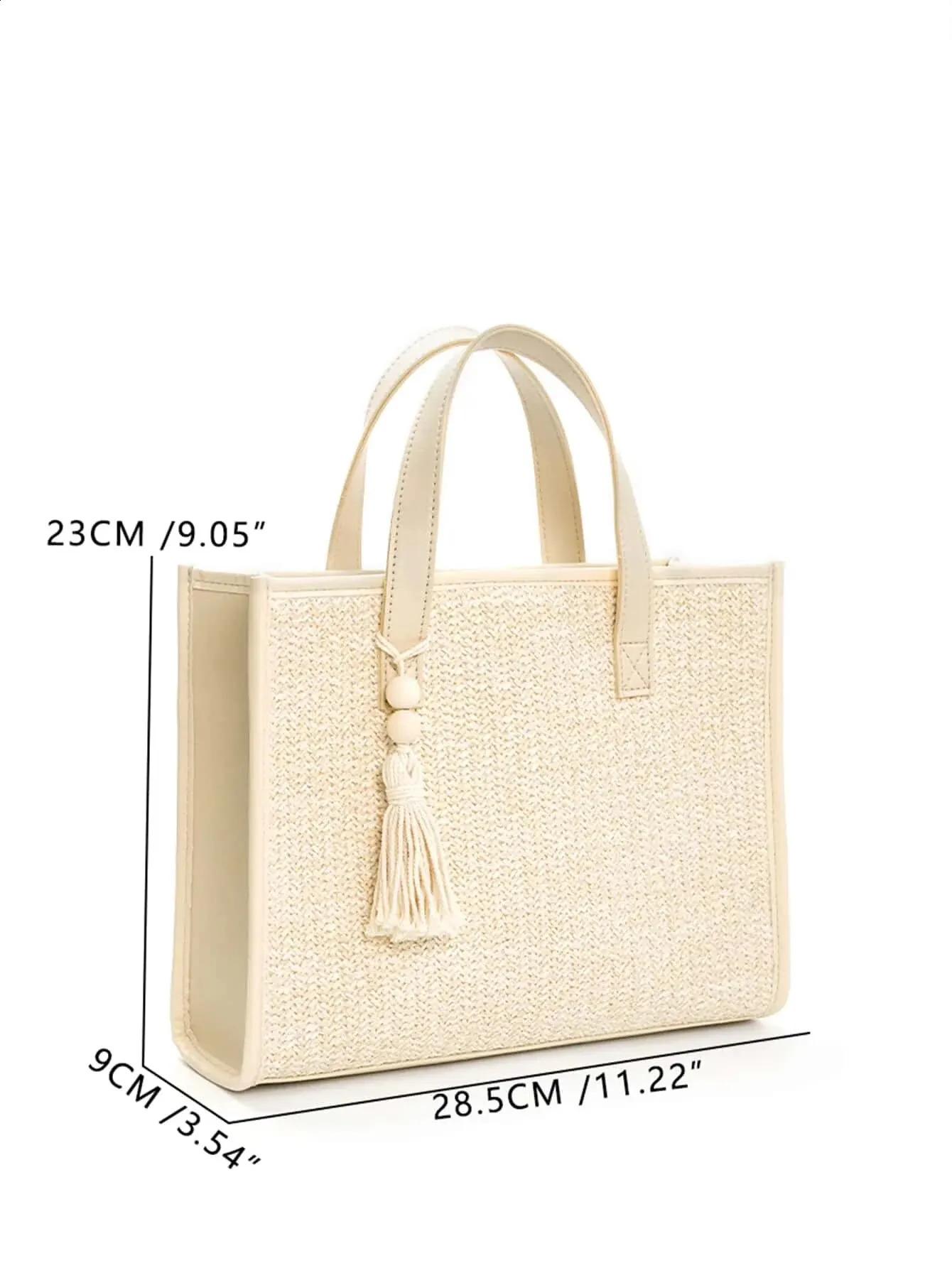 Summer Simple Beaded Woven Straw Handbag Shoulder Bag Suitable For Women Outdoor Travel Daily Use Vacation 250224