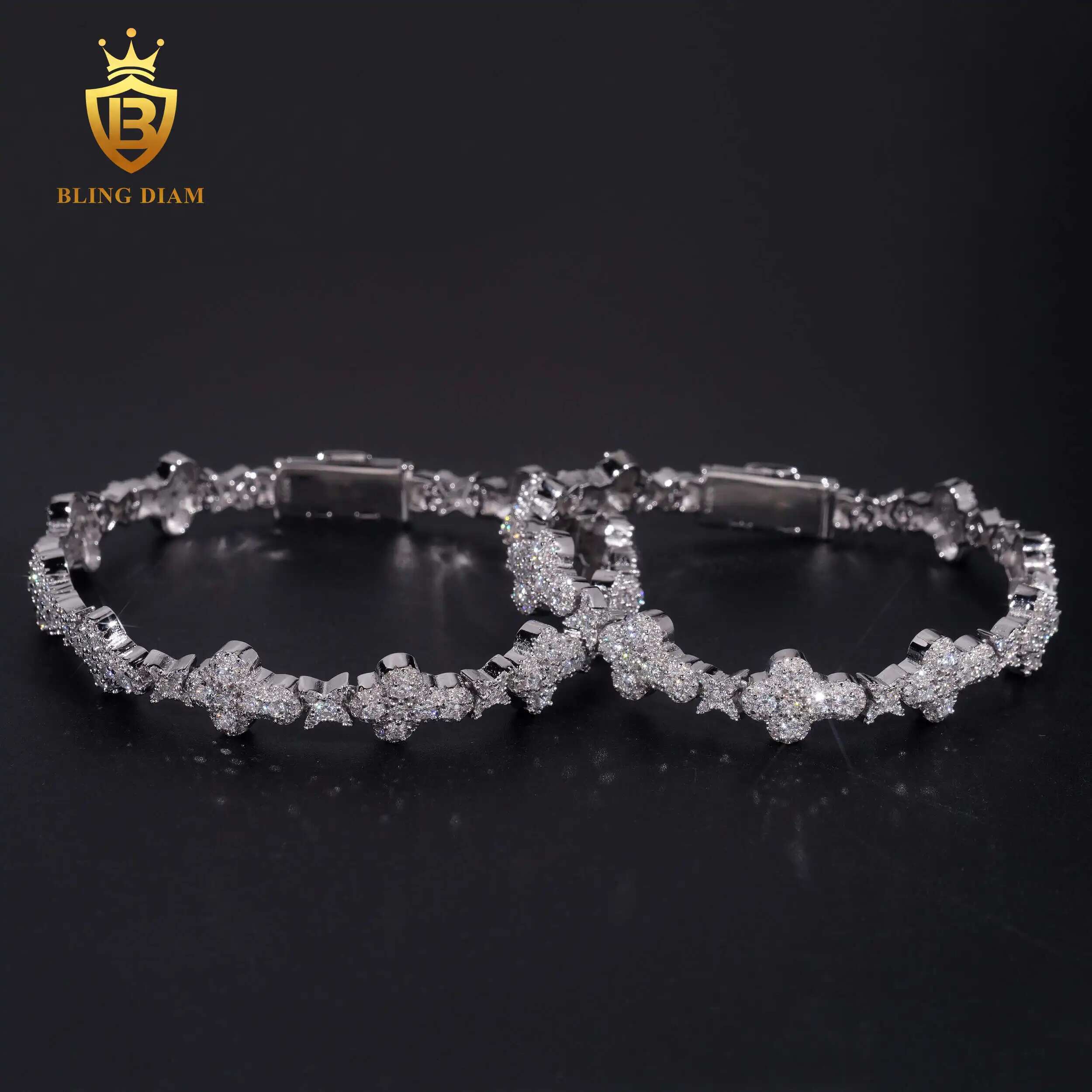 New 10mm sier moissanite cross with GRA Certificate Hip Hop Cuban Chain Bracelet Accessories Jewelry