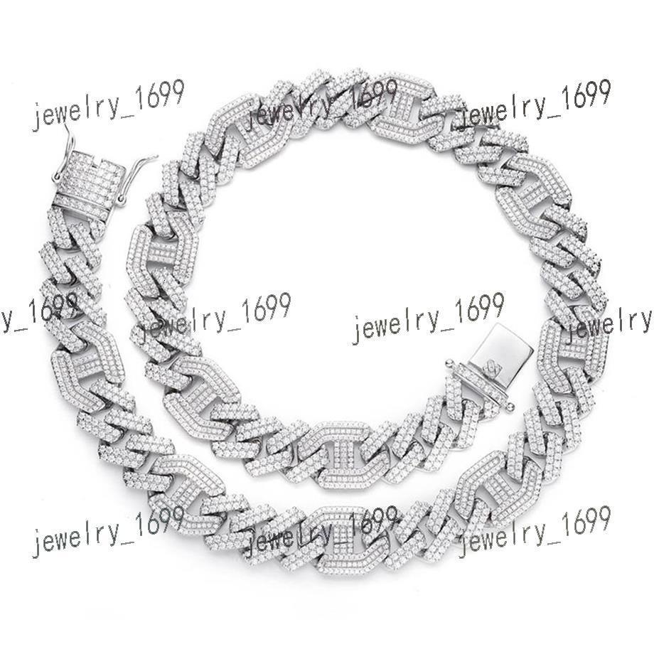 Popular Classic Hip Hop Jewelry 14.5mm Iec Out VVS Moissanite 925 Sterling Silver Miami Cuban Link Necklace for Men