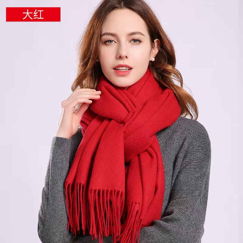 K018 100% pure wool scarf new style all-match warm ladies winter camel thickened neck high-end shawl female