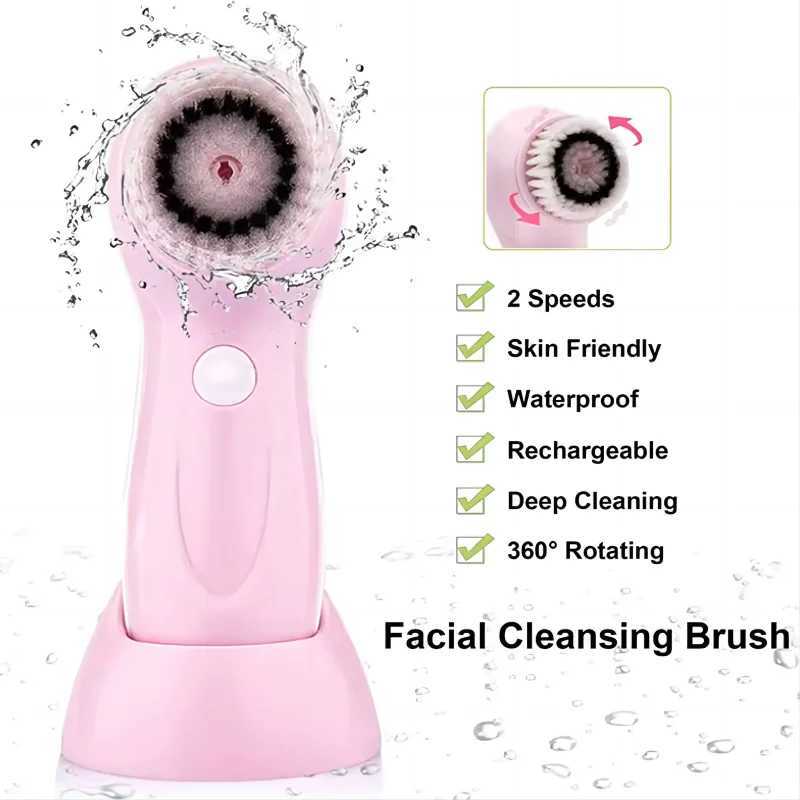 Electric Exfoliating Spin Cleanser Device Waterproof Deep Cleaning Massage Remove Blackhead Facial Cleansing Brush Face Scrubber W250228
