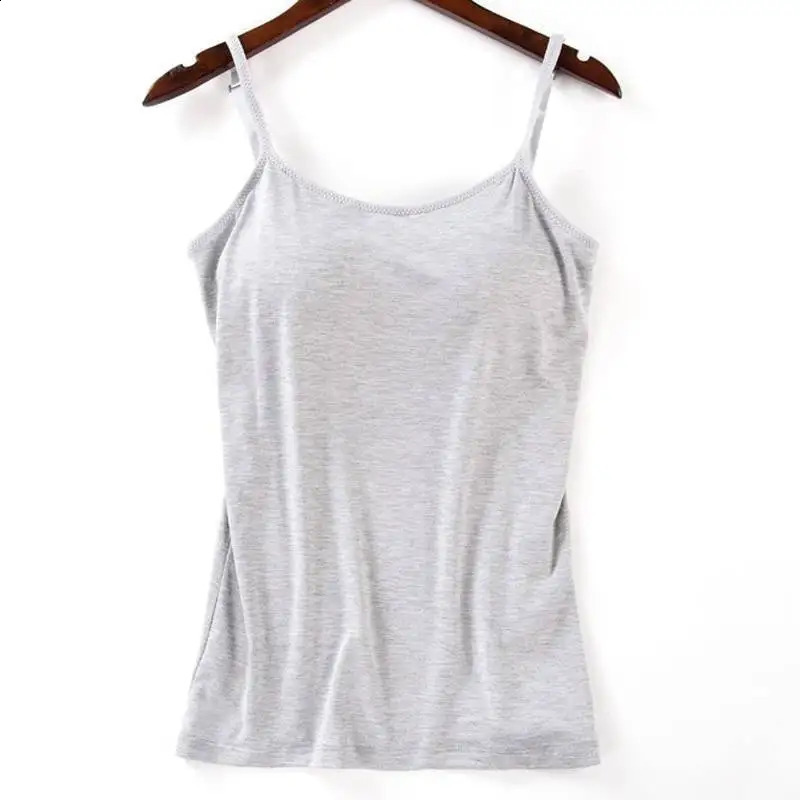 Padded Bra Tank Top Women Modal Spaghetti Solid Cami Vest Female Camisole With Built In Fitness Clothing 250224