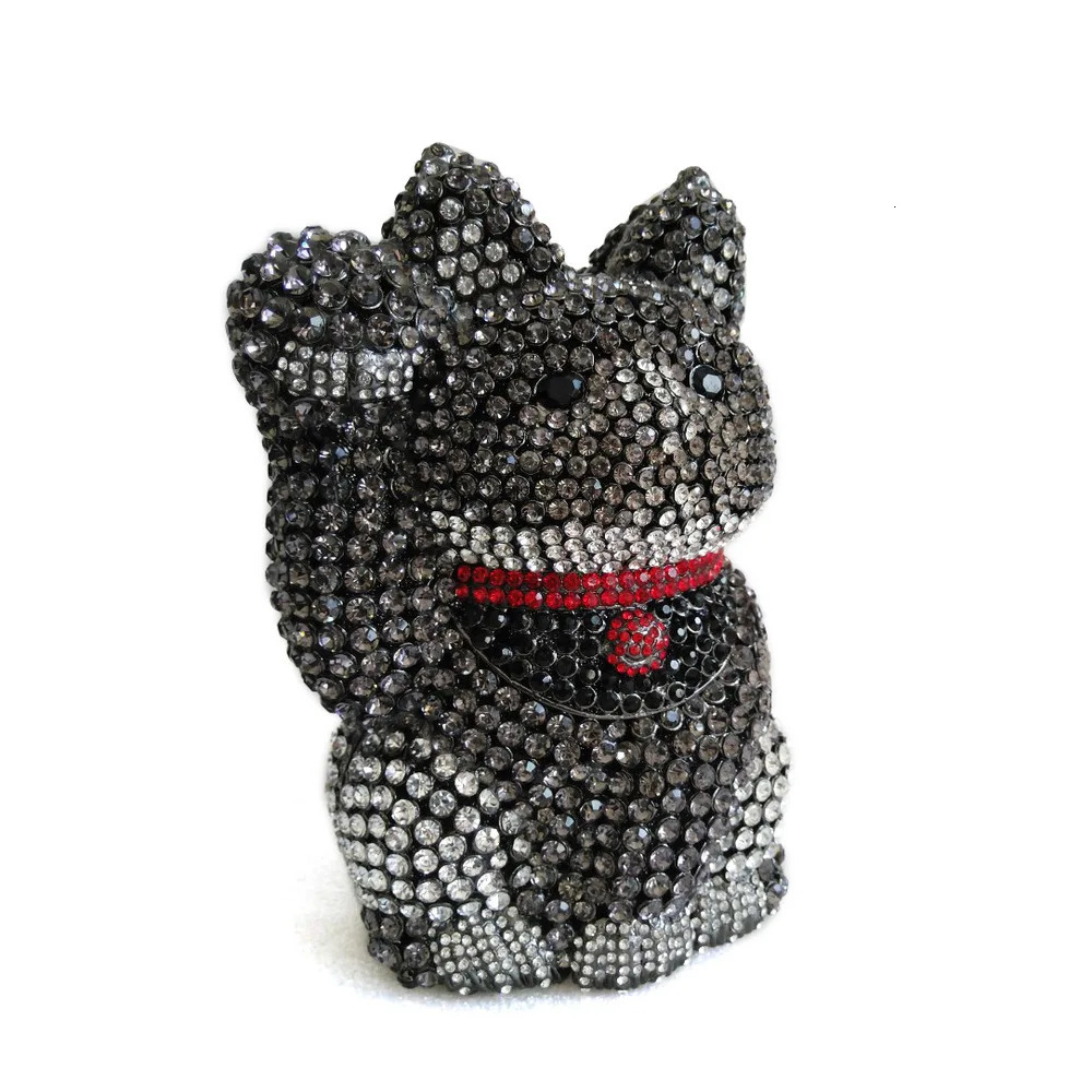 XIYUAN Lucky Cat Shaped Diamonds Evening Bags Female Metal Crystal Clutch Purse Animal Party Handbag Women Mini Clutches 250218