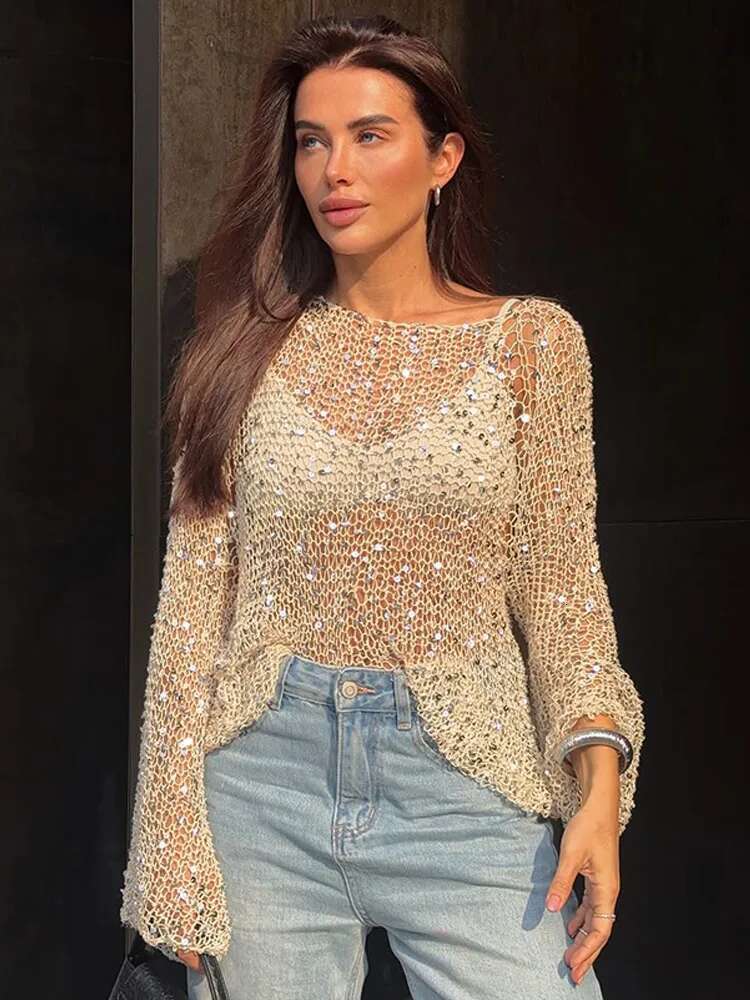 2025 New Women's Sequins Kimono Style Jacket Fashion V Neck Long Sleeve Lace Up Casual Coats Autumn Female High Street Outerwear