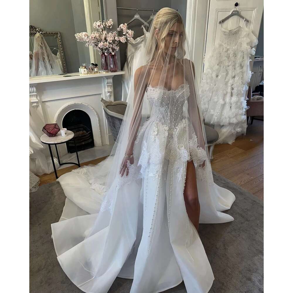 Pearl Lace Custom Made Dresses 2024 High Quality Wedding Weddings Bridal Dress trouwjurk