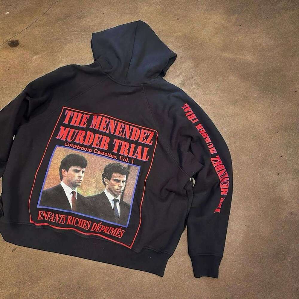 Y2KERD's melancholic wealthy second-generation Menes portrait print hooded loose hoodie