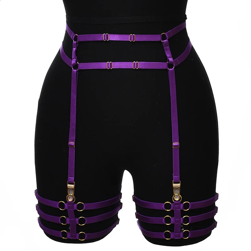 Fetish Wear Elastic Garter Harness Cage Adjustable Sexy Leg Ring Goth Harajuku Multicolor Stocking Suspender Belt 250227