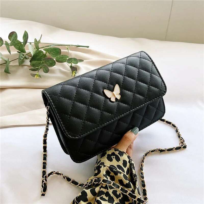 New Shoulder Girls Hundred Crossbody Ladies Chain Small Square Bag Gerie Bow Decoration PU Material