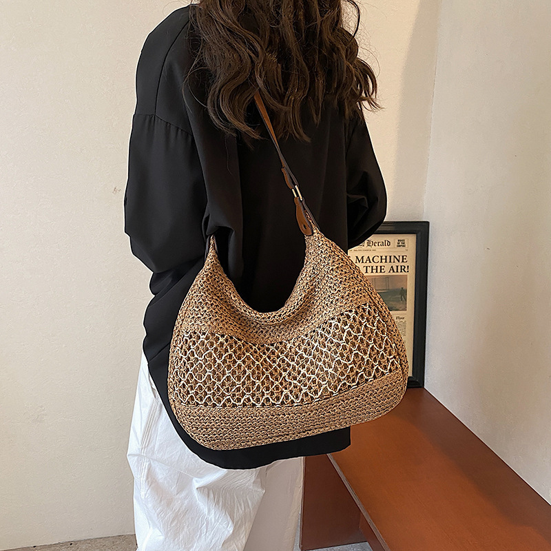 Summer vacation beach large capacity woven bag, women's new casual versatile single shoulder crossbody bag #swissmilitary