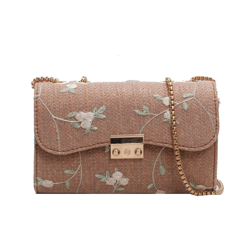 Summer Fashion Straw for Women 2025 New Seaside Beach Woven Trendy Chain Crossbody Small Square Bag