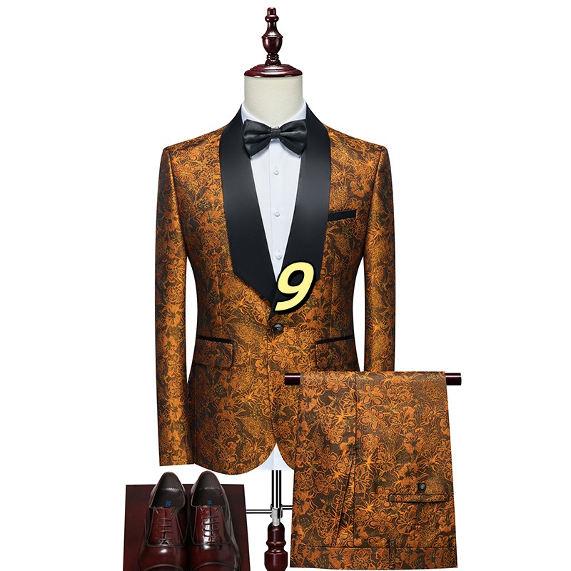 k1334 Single-Breasted Suit with Stand Collar Embroidery