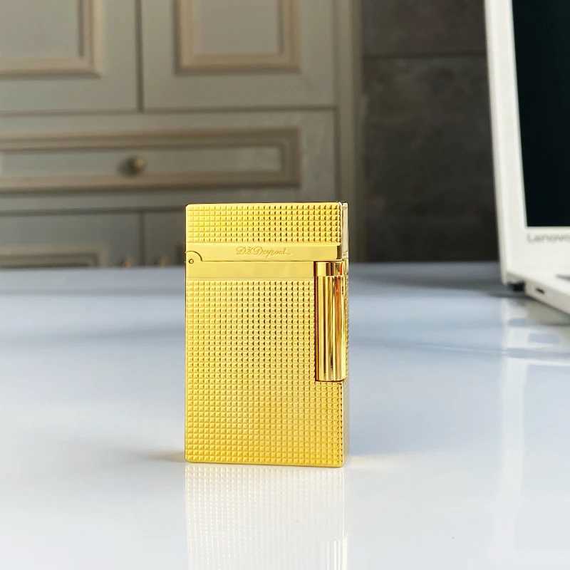 New vintage Lighter Bright Sound brass shell windproof gas lighter for cigarette mens gift Y250228