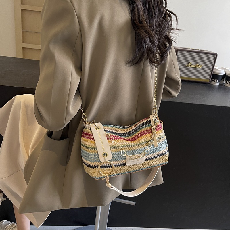 Summer super hot pillow women's 2025 new casual and stylish seaside vacation grass woven single shoulder crossbody bag #swissmilitary