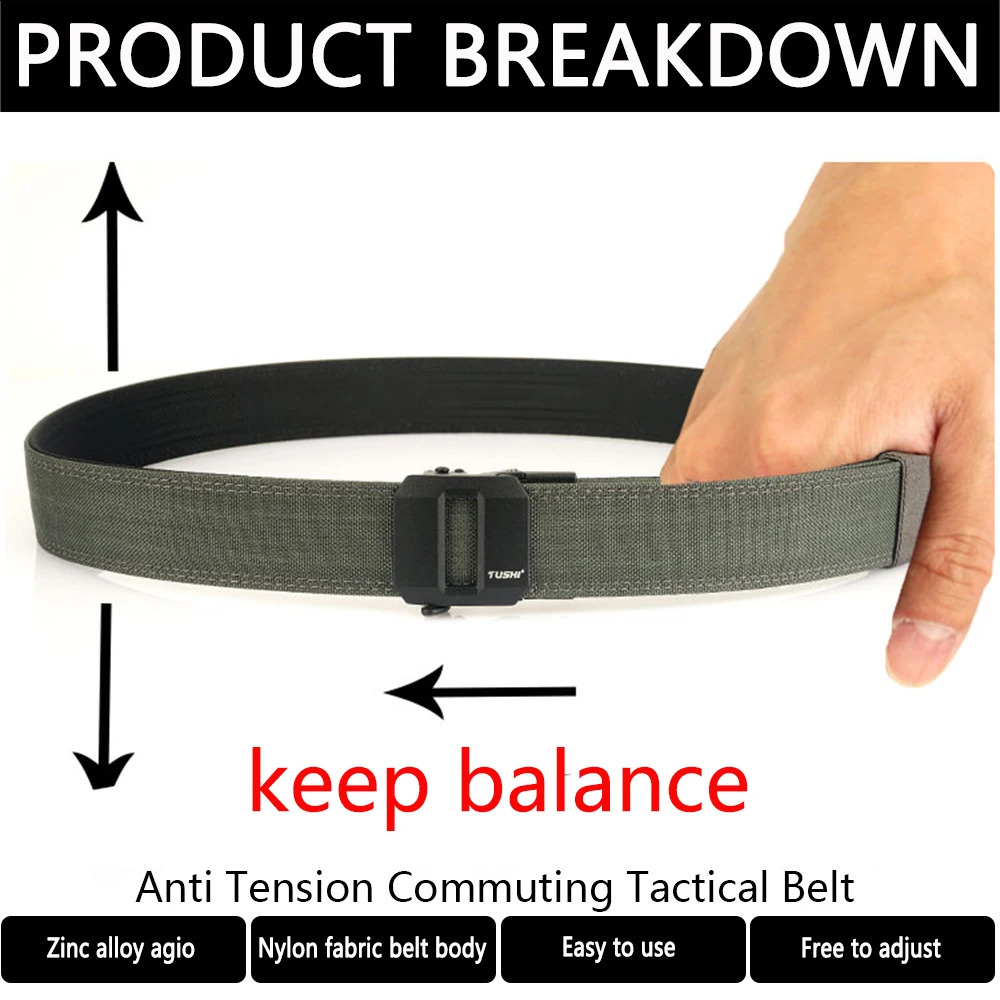 TUSHI Hard Tactical Gun Belt for Men Metal Automatic Buckle Thick Nylon Military Belt Casual Belt IPSC Girdle Male 250221