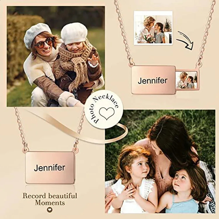 Personalized Stainless Steel Po Necklace Custom Engrave Love You Color Pendant Jewelry 2014 Couple Gift 250117