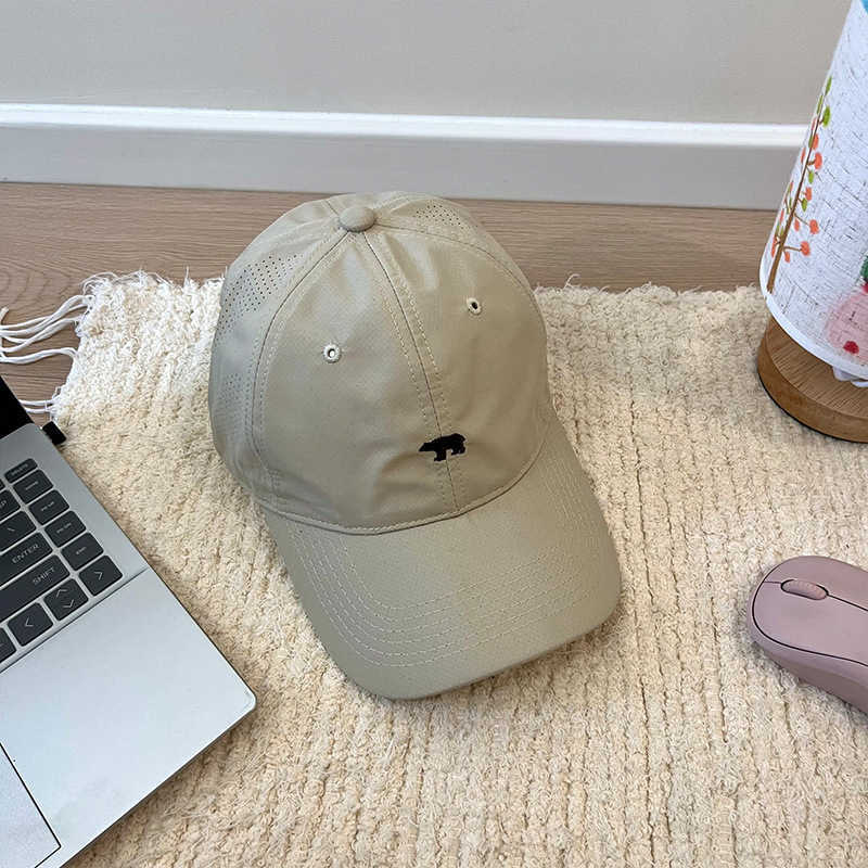 Ball Caps Polar Bear Embroidered Baseball Hat Womens Summer Quick Drying Korean Edition Versatile Big Head Circumference Show Face Small Sunscreen Sof