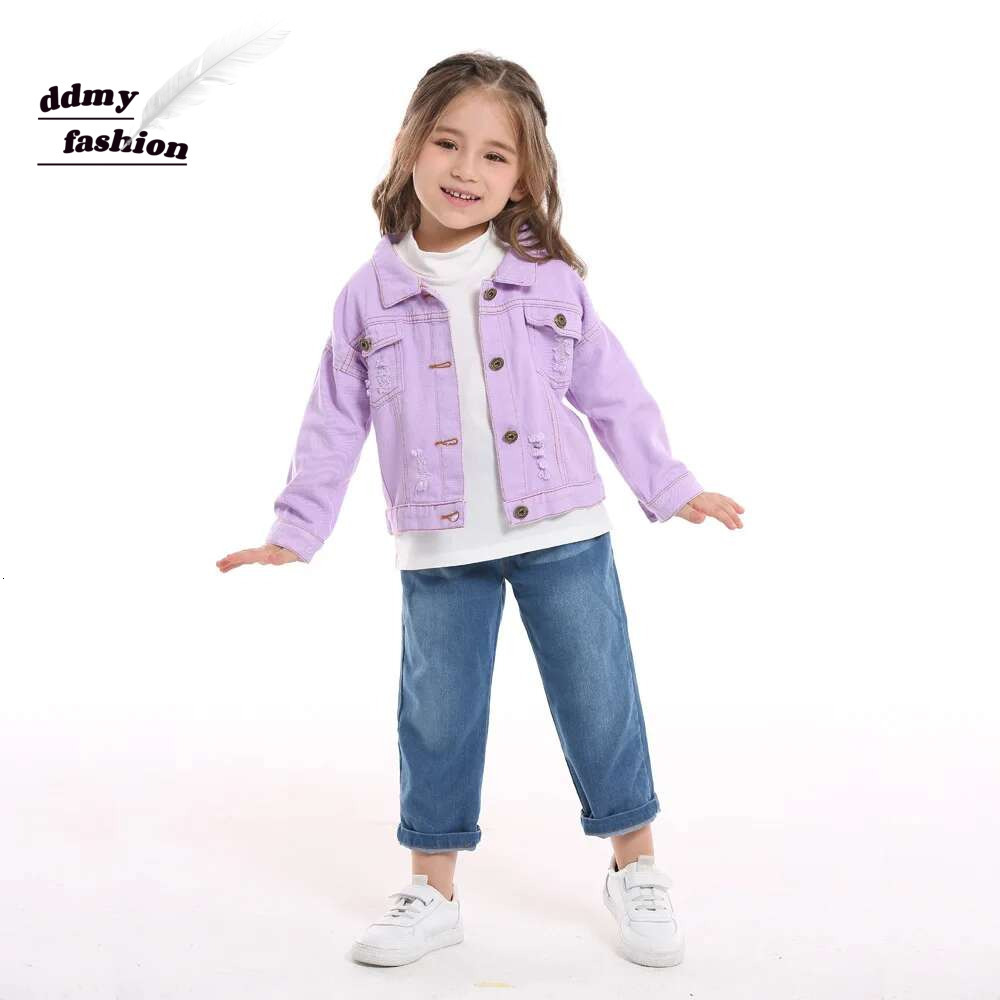 Ddmyshoesvip 70-140Cm Children S Denim Coat Spring Autumn Candy Color Unhooded Jeans Boys Girls Cool Jacket Cow Girl Outfit