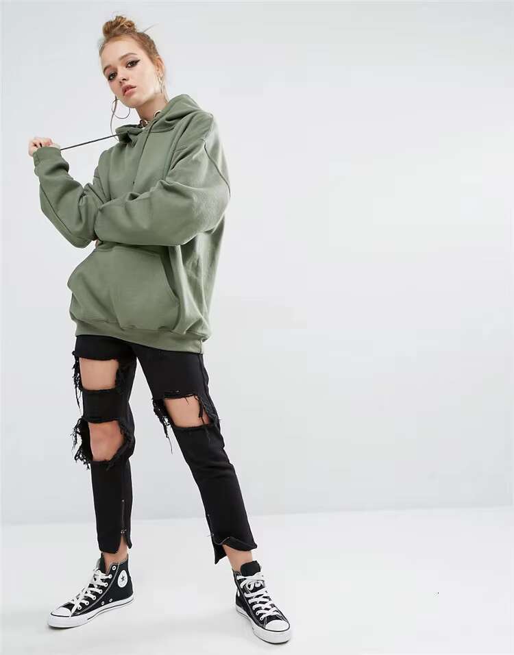 Wholesale Women Quality Cotton Sweatshirt Pullover Solid Color Custom Womens Hoodie Embroidered