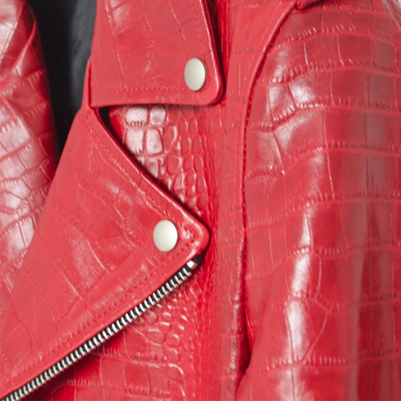 Mauroicardi Spring Red Pattern Faux Leather Biker Jacket Long Sleeve Zipper Plus Size Mens Clothing 4xl 5xl 250225