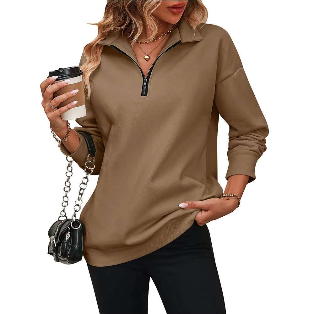 2025 New Arrival Womens Oversized Sweatshirts Hoodies Half Zip Pullover Fall Fashion Outfits Y2k Clothes Casual Knitted Printed