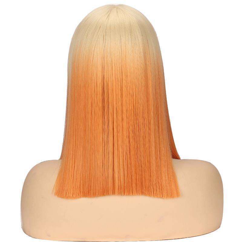 HD Front Lace Wig Front Wig Women S Hand Hook Bobo Head Short Straight Synthetic Headband Lace Wigs Orange