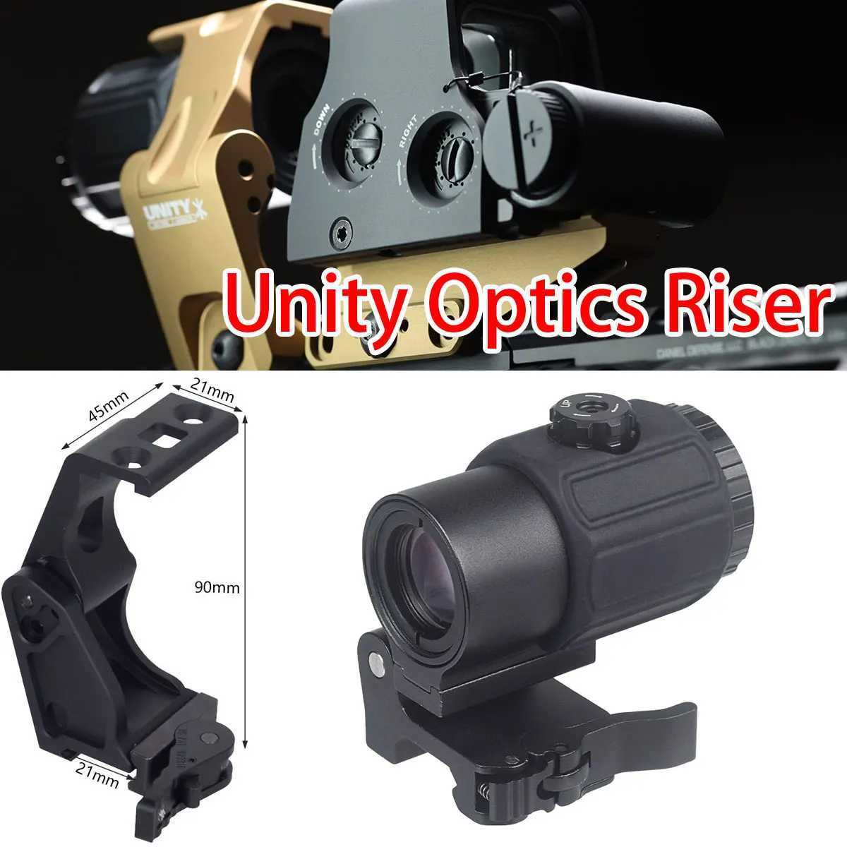 Tactical 3X Magnifier Unity Fast Mount 2.26 Inch Optics Riser For G33 G43 G45 Scope 551 552 553 558 Holographic Red Dot Sight X250228