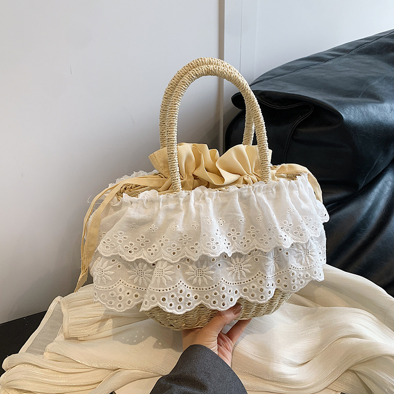 Weaving straw woven for women 2025 new summer versatile single shoulder beach vacation bag, high-end water bucket bag #swissmilitary