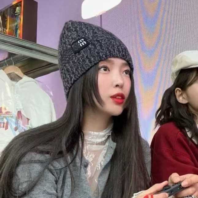 BeanieSkull Caps Miao Familys new knitted hat with a pullover female internet celebrity ear protection cold hat versatile warm fashionable autumn and 