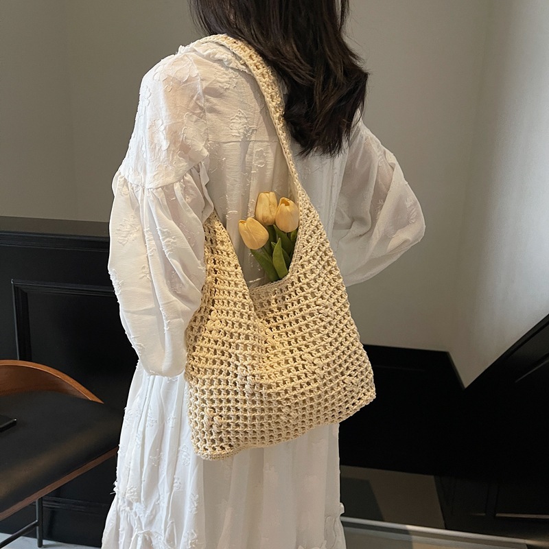 Summer New Ins Lazy Woven Beach Korean Edition Fashion Solid Color Single Shoulder Tote Bag #swissmilitary