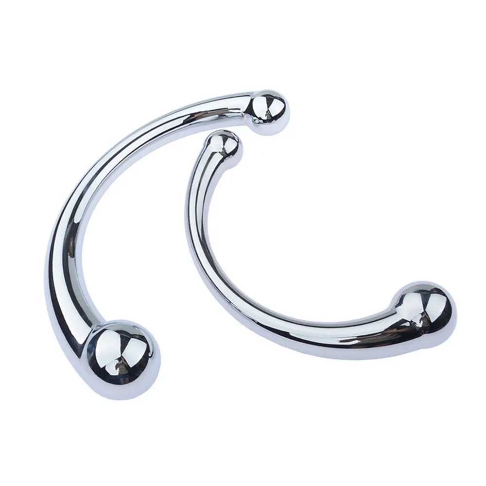 Double Ended Stainless Steel G Spot Wand Massage Stick Pure Metal Penis P-Spot Stimulator Anal Plug Dildo Sex Toy For Women MenW250228