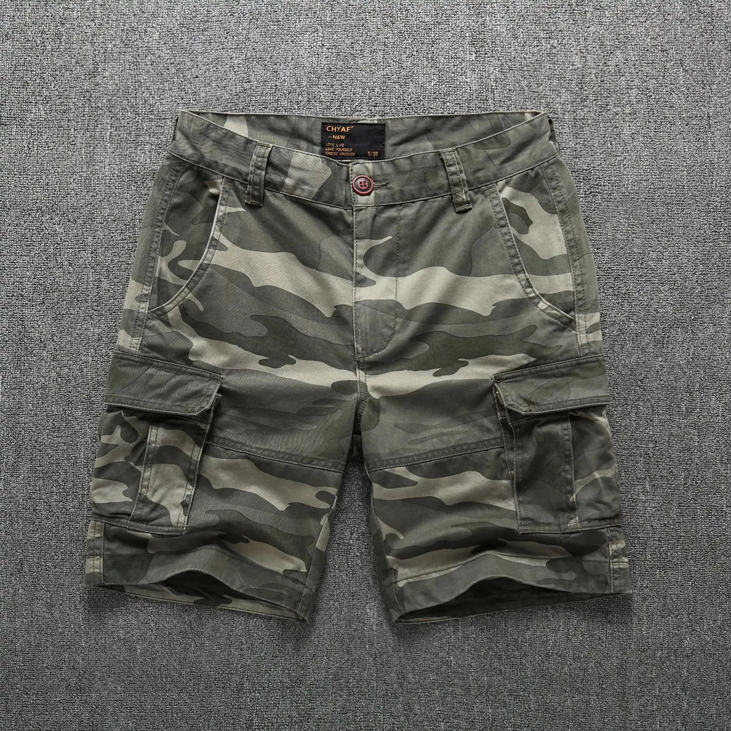 Mens Casual Cargo Shorts 100% CottonAmerican StyleTooling Short PantsMulti-Pocket Camouflage PantsSummerest 250225